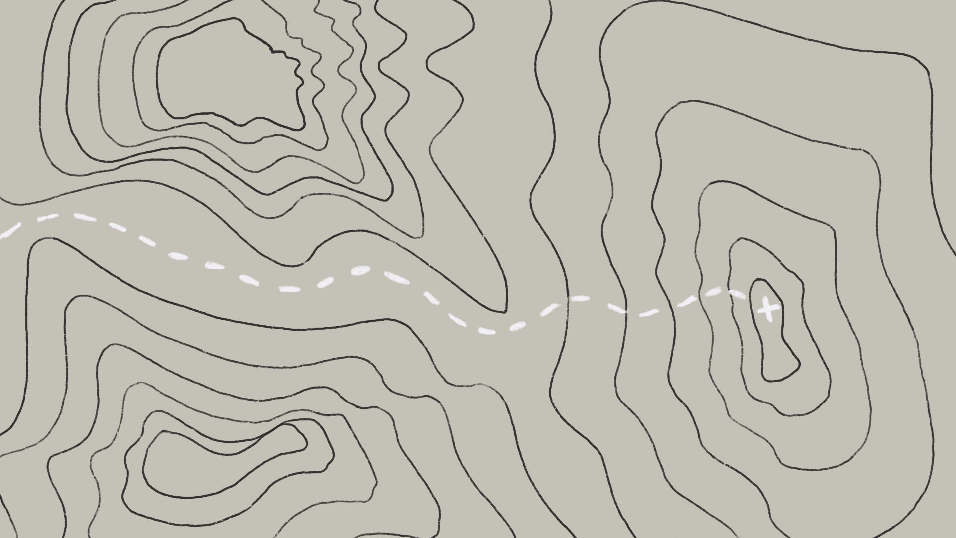 Illustration of journey on a topographical map 